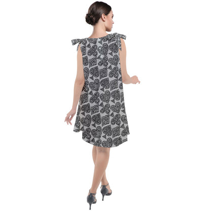 Playingcards-grey Tie Up Tunic Dress - Luxtrini, LLC