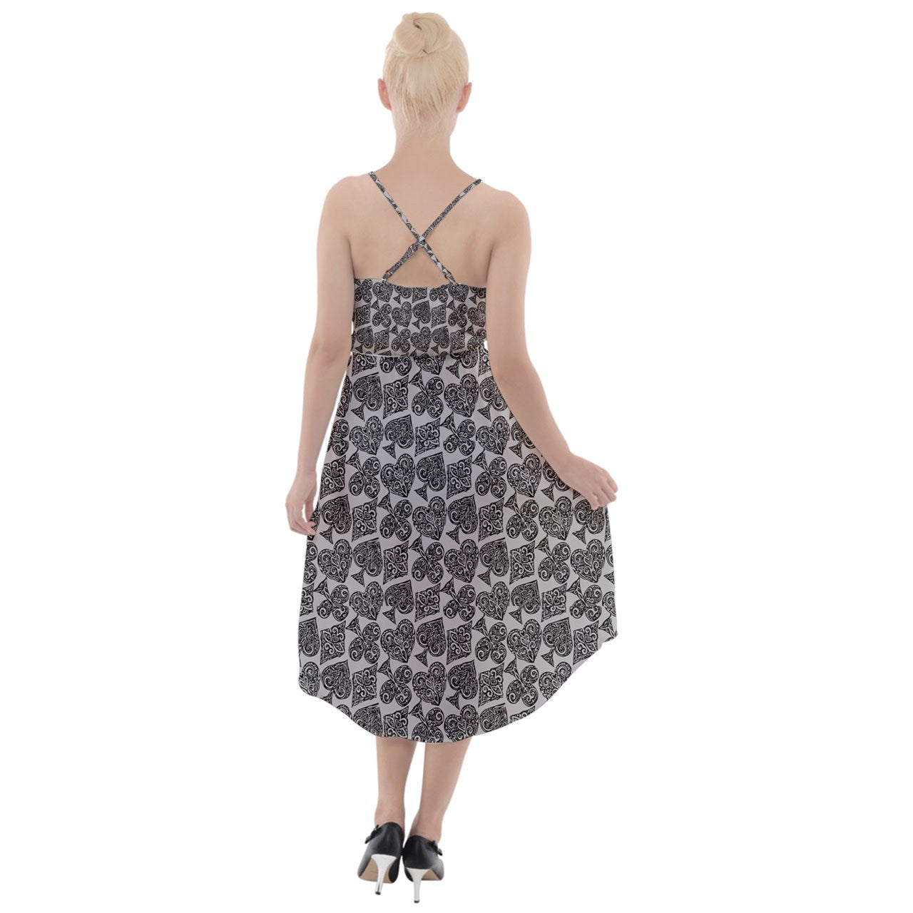 Playingcards-grey High-Low Halter Chiffon Dress - Luxtrini, LLC