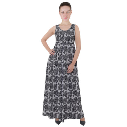 Playingcards-grey Empire Waist Velour Maxi Dress - Luxtrini, LLC