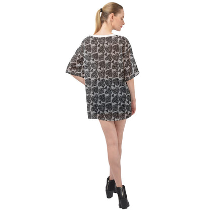 Playingcards-grey Oversized Chiffon Top - Luxtrini, LLC