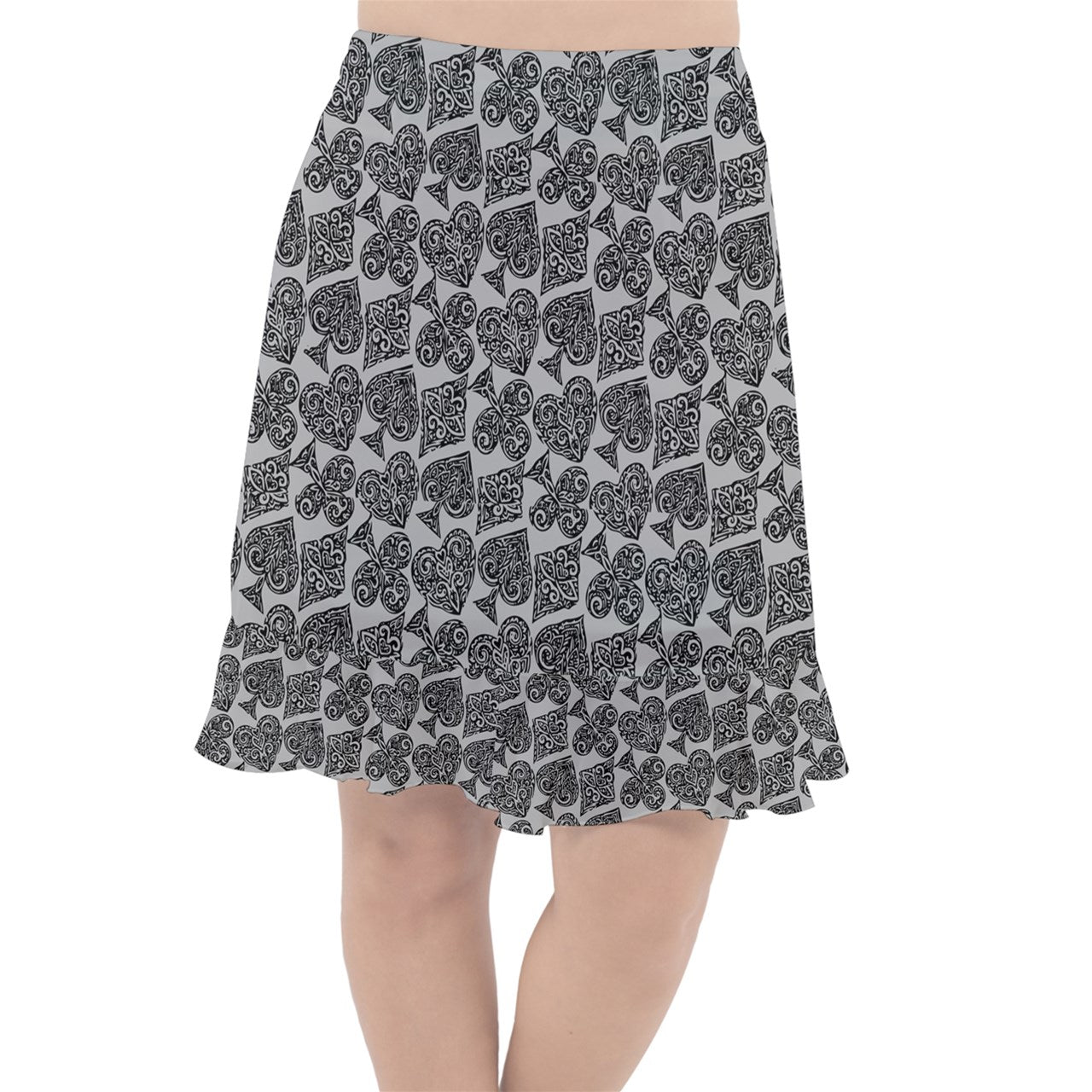 Playingcards-grey Fishtail Chiffon Skirt - Luxtrini, LLC