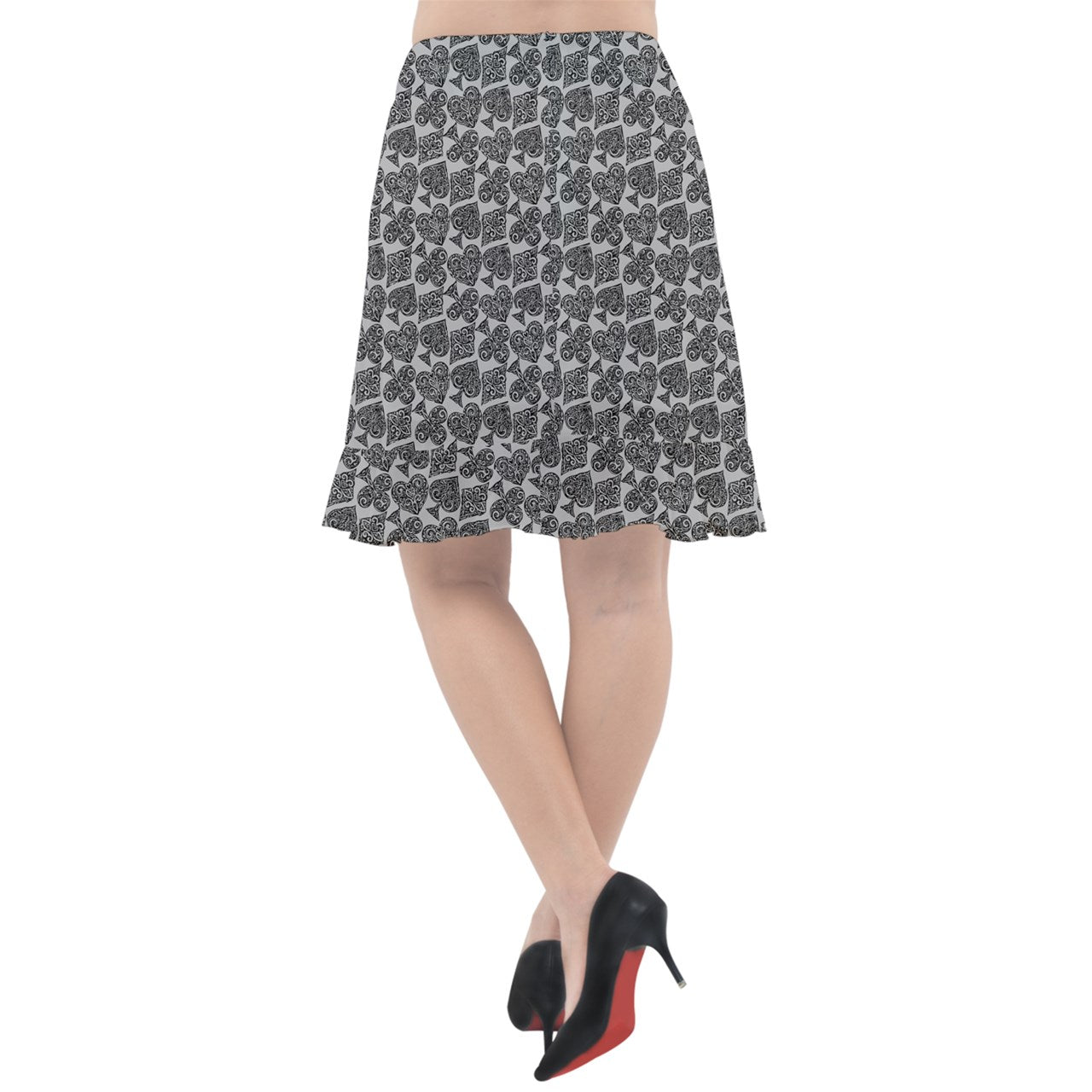 Playingcards-grey Fishtail Chiffon Skirt - Luxtrini, LLC