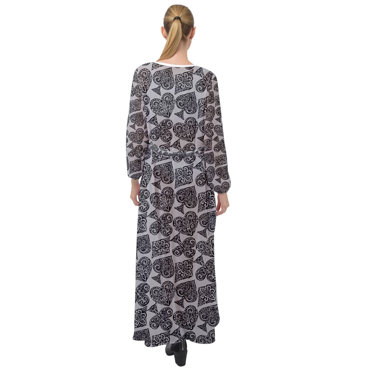 Playingcards-grey Maxi Chiffon Beach Wrap - Luxtrini, LLC