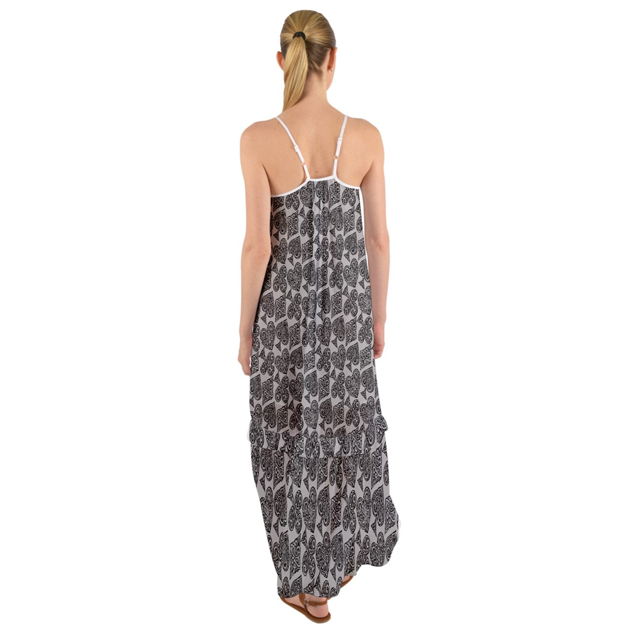 Playingcards-grey Cami Maxi Ruffle Chiffon Dress - Luxtrini, LLC