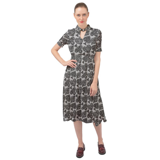 Playingcards-grey Keyhole Neckline Chiffon Dress - Luxtrini, LLC