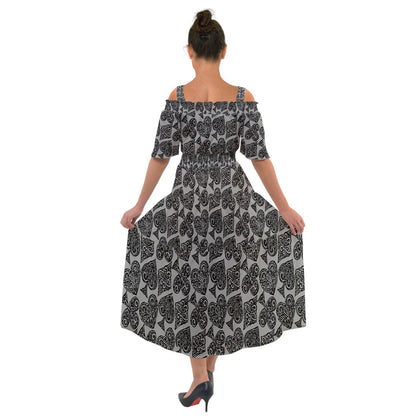 Playingcards-grey Shoulder Straps Boho Maxi Dress - Luxtrini, LLC