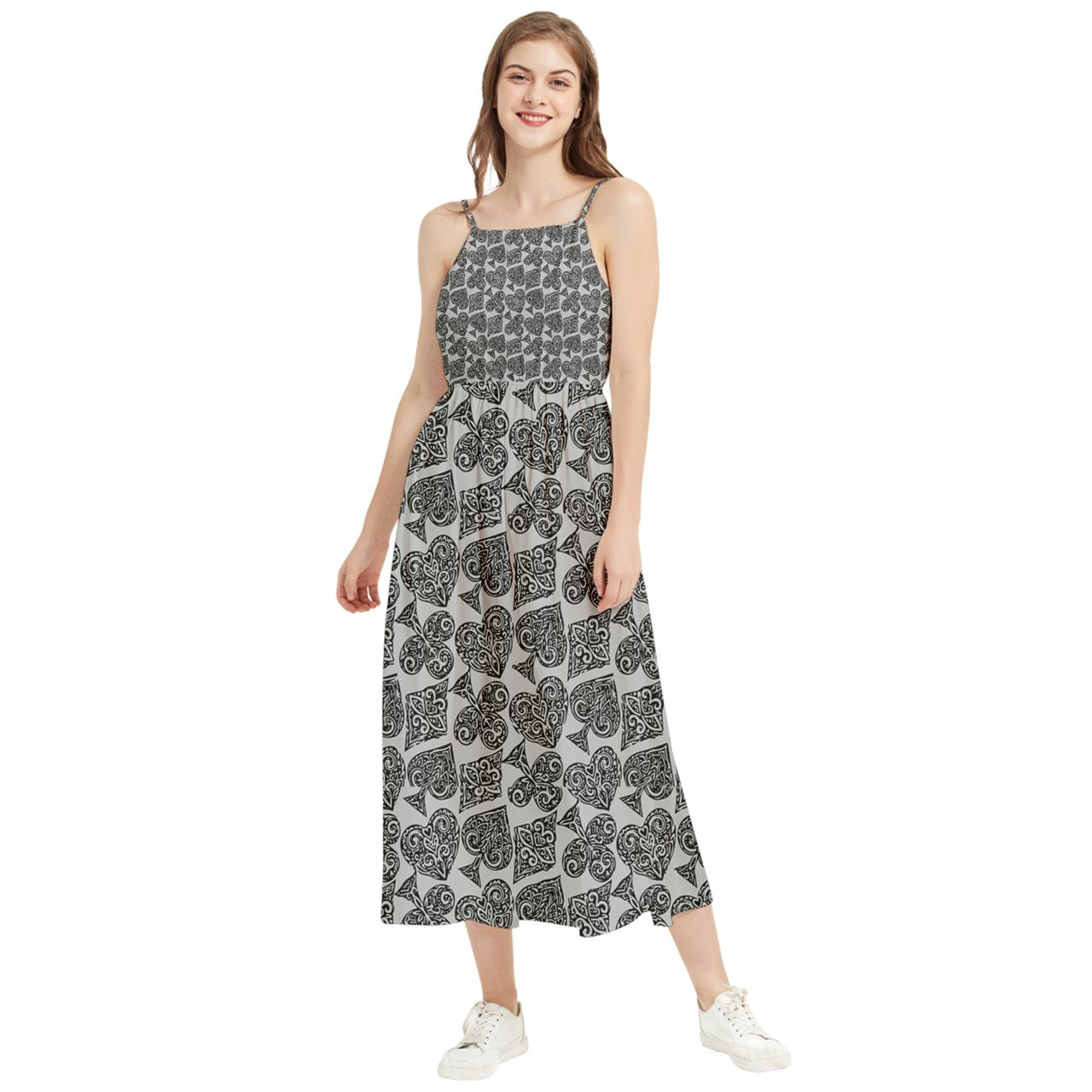 Playingcards-grey Boho Sleeveless Summer Dress - Luxtrini, LLC