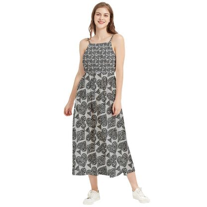 Playingcards-grey Boho Sleeveless Summer Dress - Luxtrini, LLC