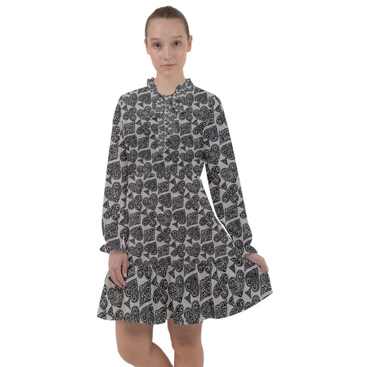 Playingcards-grey All Frills Chiffon Dress - Luxtrini, LLC