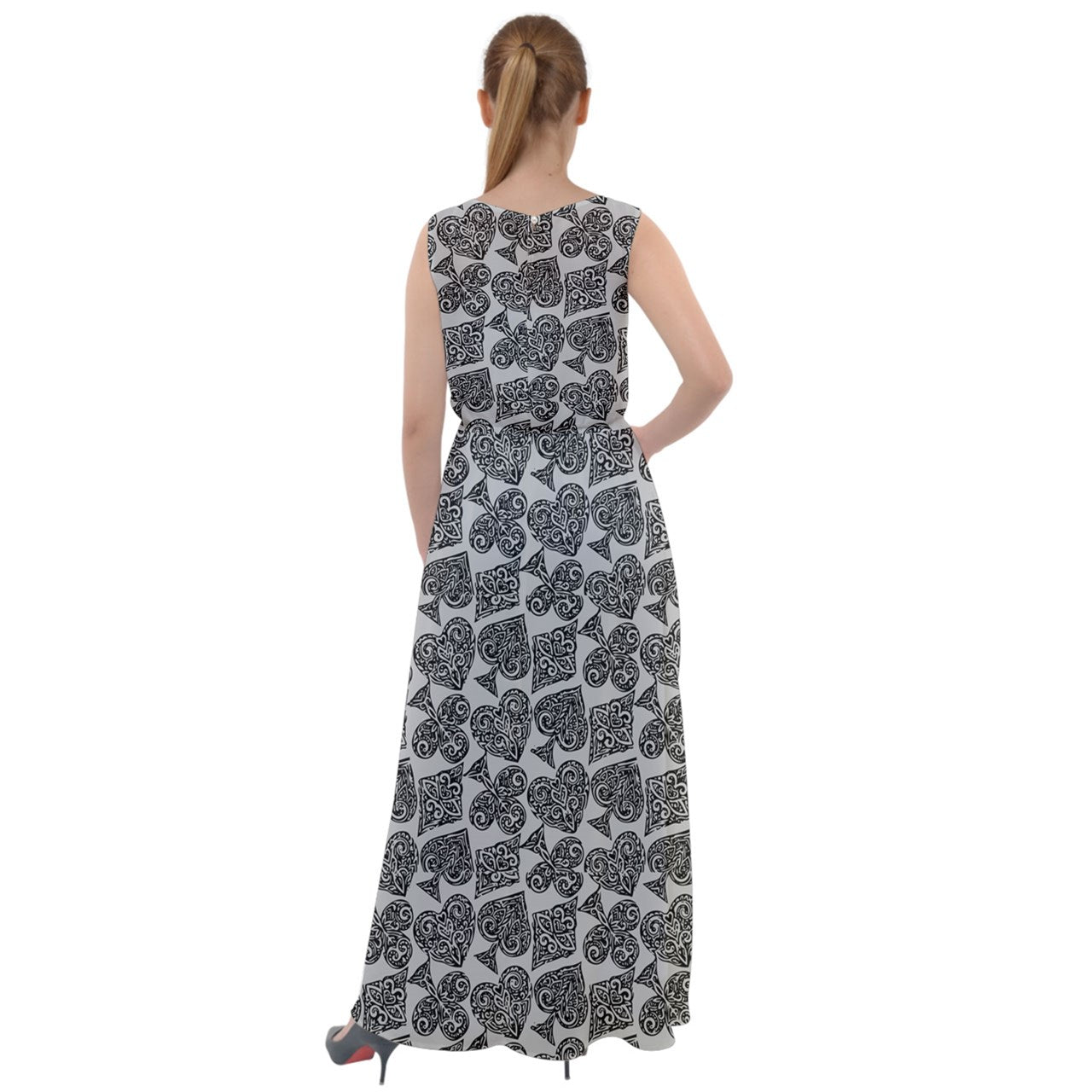 Playingcards-grey Chiffon Mesh Boho Maxi Dress - Luxtrini, LLC