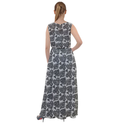 Playingcards-grey Chiffon Mesh Boho Maxi Dress - Luxtrini, LLC