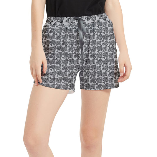 Playingcards-grey Women's Runner Shorts - Luxtrini, LLC