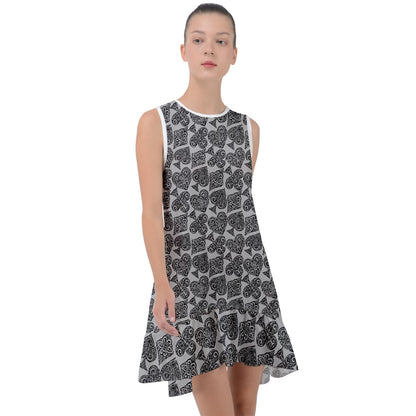 Playingcards-grey Frill Swing Dress - Luxtrini, LLC