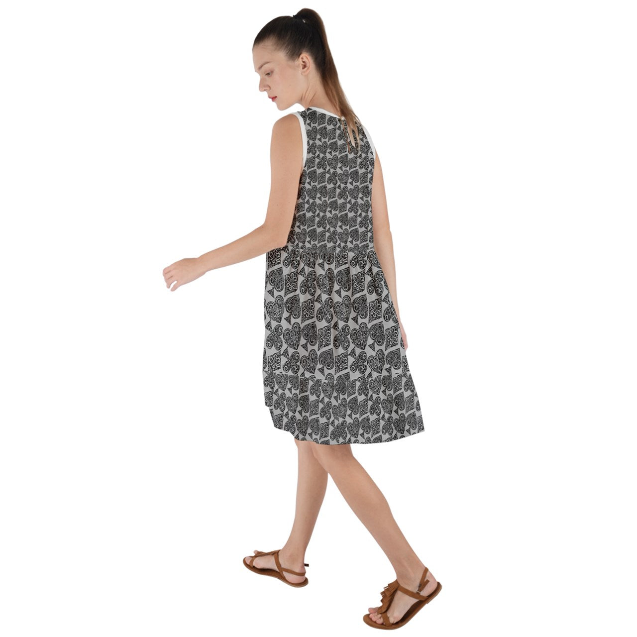 Playingcards-grey Frill Swing Dress - Luxtrini, LLC