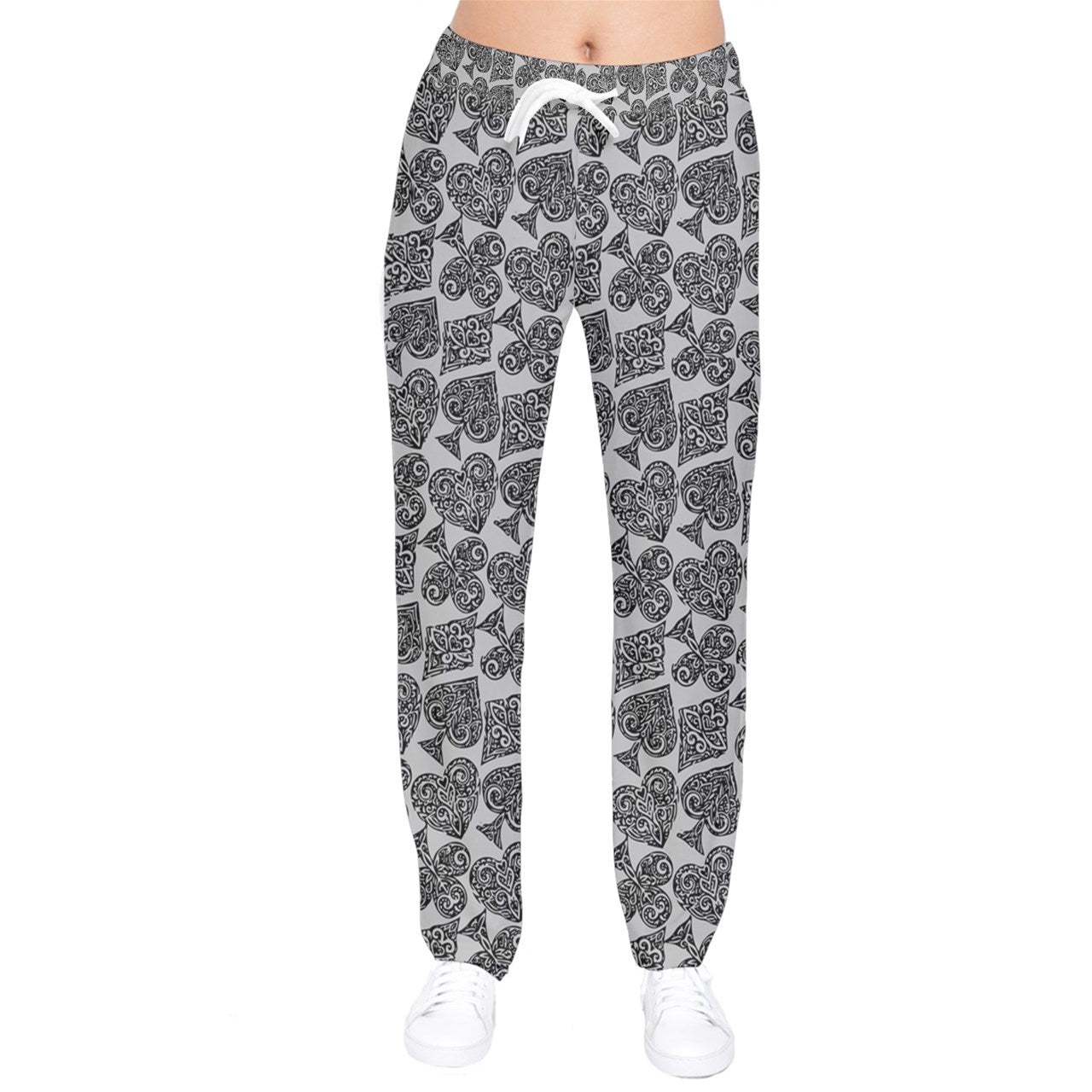 Playingcards-grey Women Velvet Drawstring Pants - Luxtrini, LLC