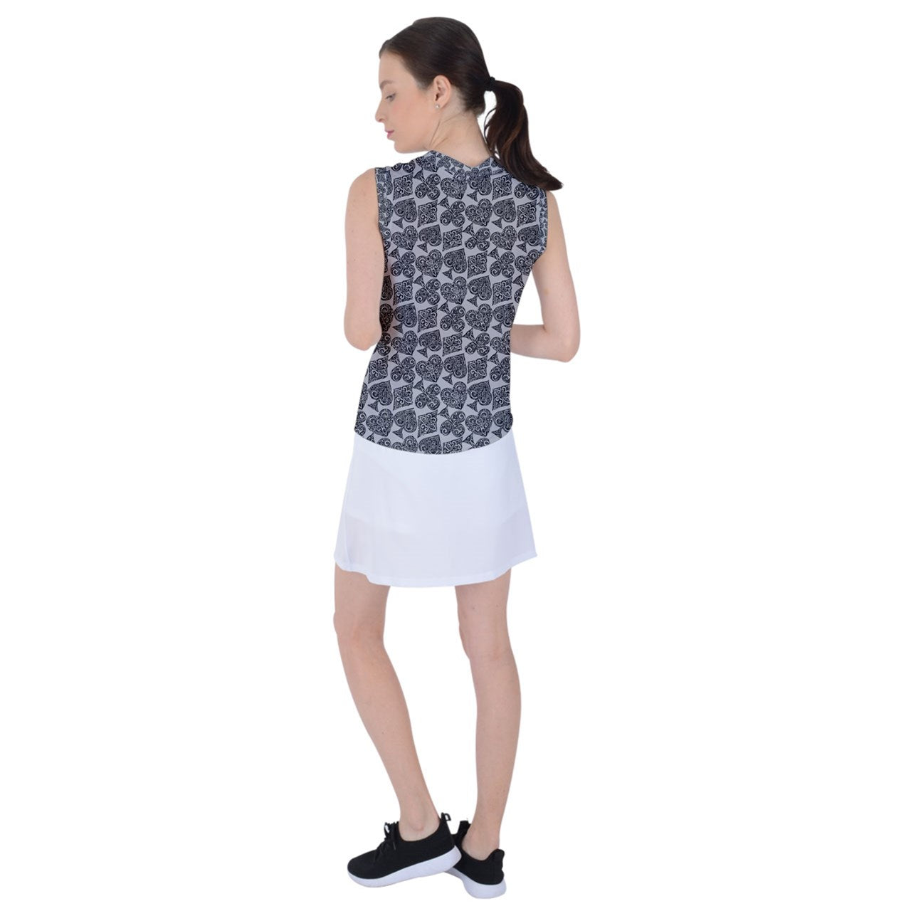 Playingcards-grey Women's Sleeveless Sports Top - Luxtrini, LLC