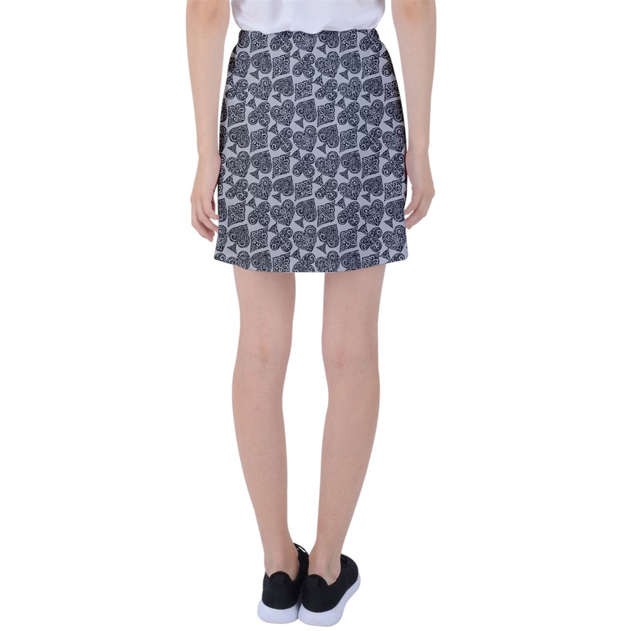 Playingcards-grey Tennis Skirt - Luxtrini, LLC