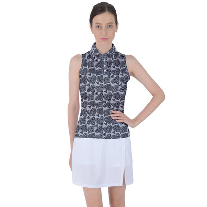 Playingcards-grey Women's Sleeveless Polo Tee - Luxtrini, LLC