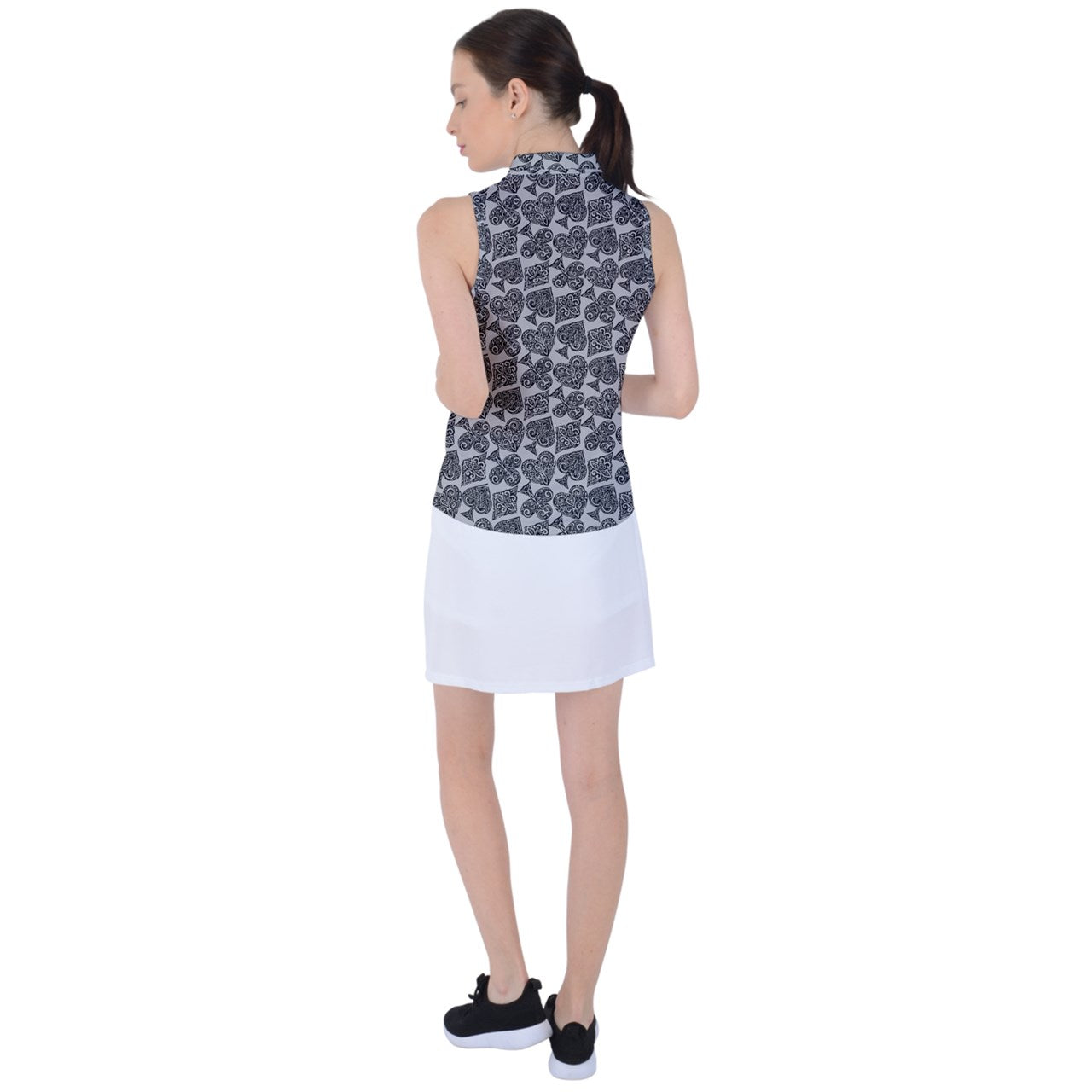 Playingcards-grey Women's Sleeveless Polo Tee - Luxtrini, LLC