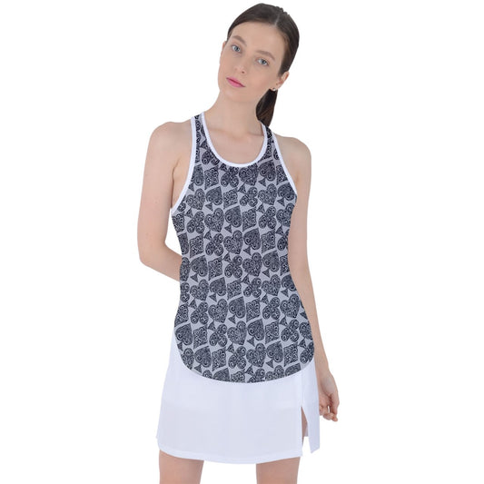 Playingcards-grey Racer Back Mesh Tank Top - Luxtrini, LLC