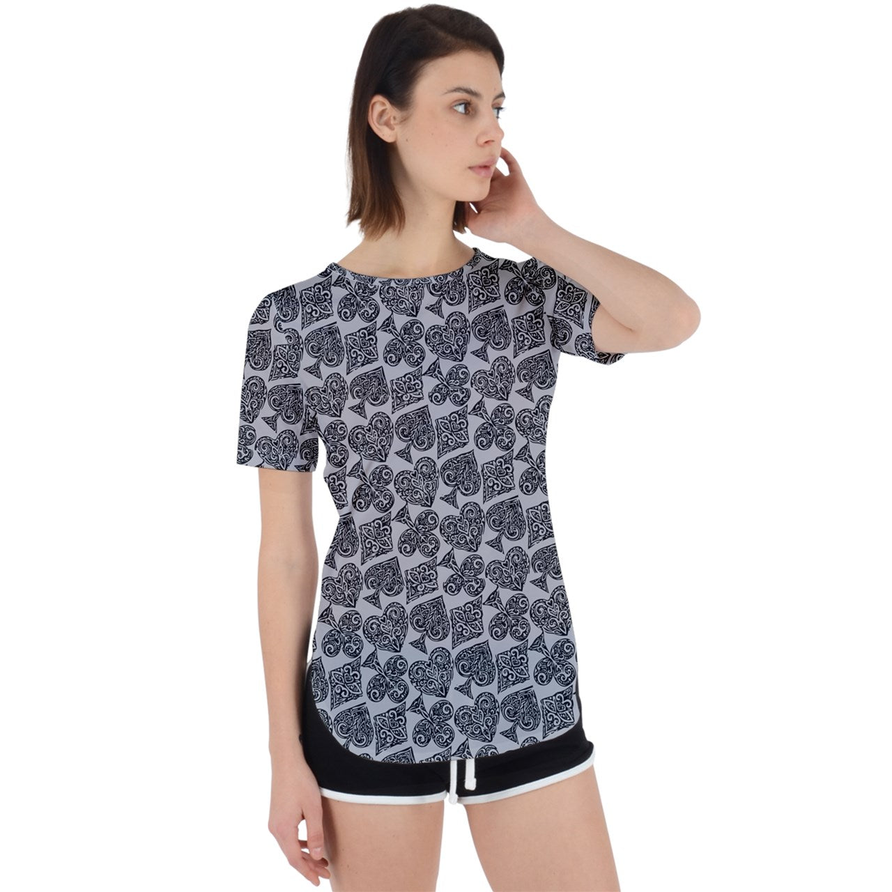 Playingcards-grey Perpetual Short Sleeve T-Shirt - Luxtrini, LLC