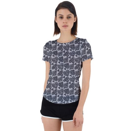 Playingcards-grey Back Cut Out Sport Tee - Luxtrini, LLC