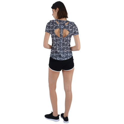 Playingcards-grey Back Cut Out Sport Tee - Luxtrini, LLC