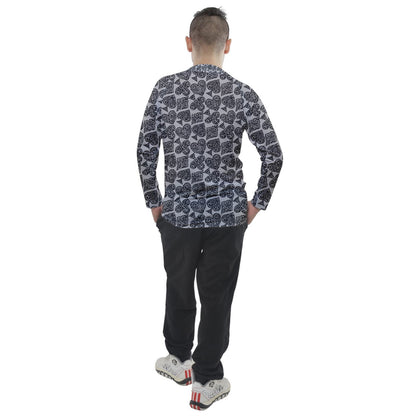 Playingcards-grey Men's Pique Long Sleeve Tee - Luxtrini, LLC