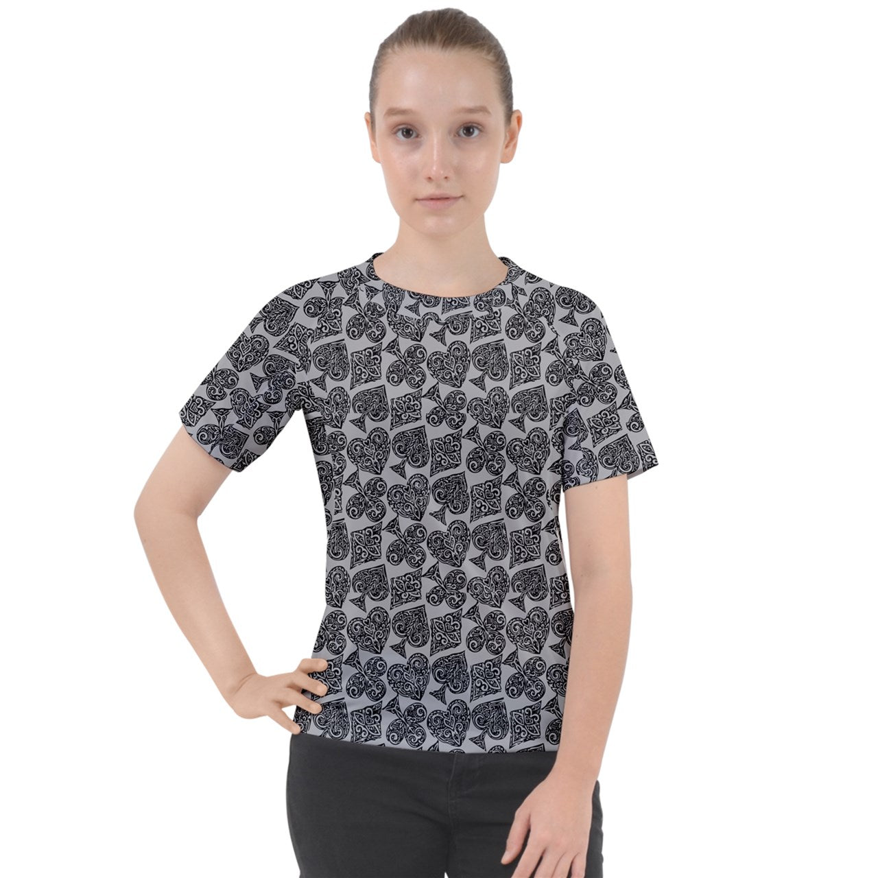 Playingcards-grey Women's Sport Raglan Tee - Luxtrini, LLC