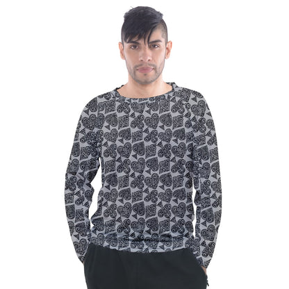 Playingcards-grey Men's Long Sleeve Raglan Tee - Luxtrini, LLC