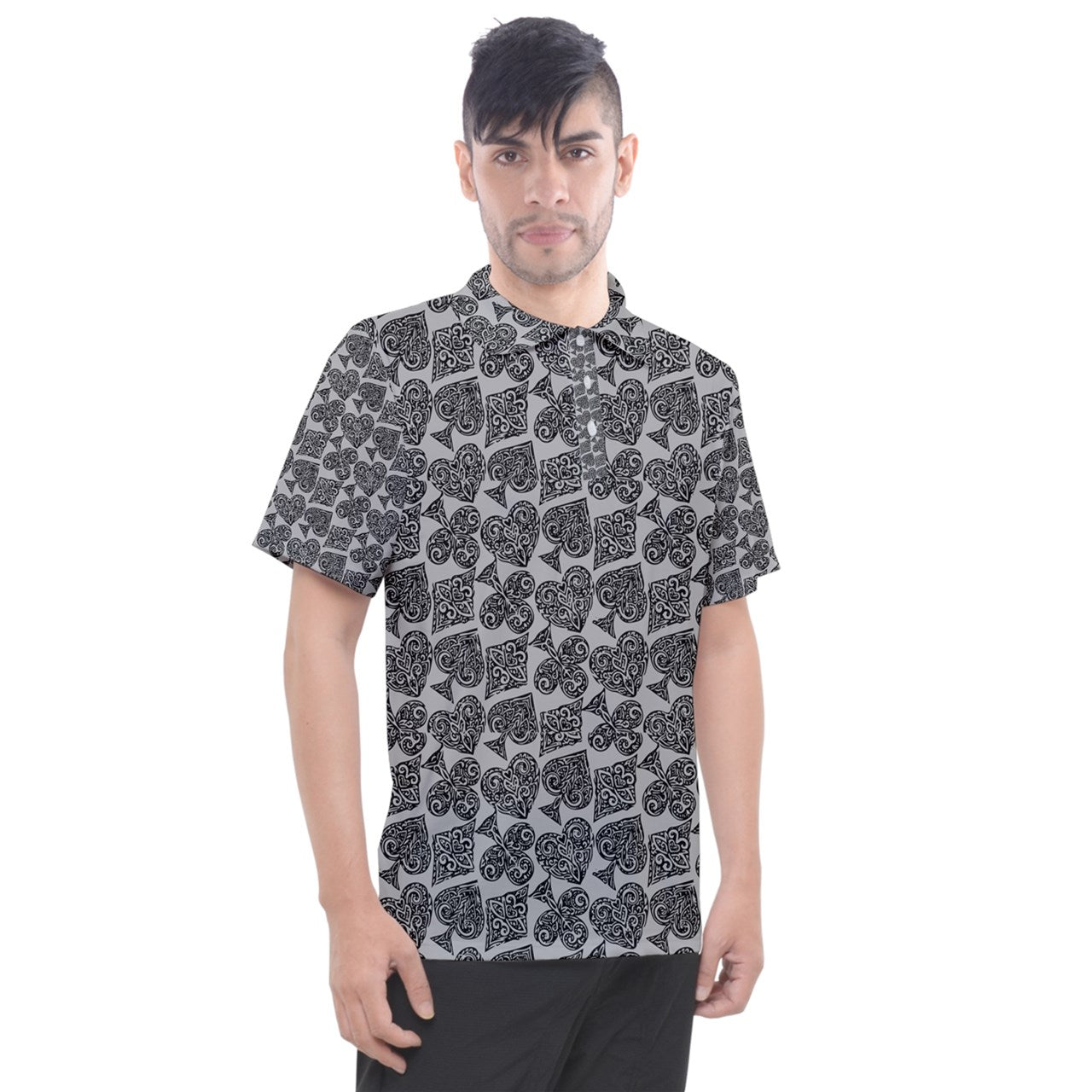 Playingcards-grey Men's Polo Tee - Luxtrini, LLC