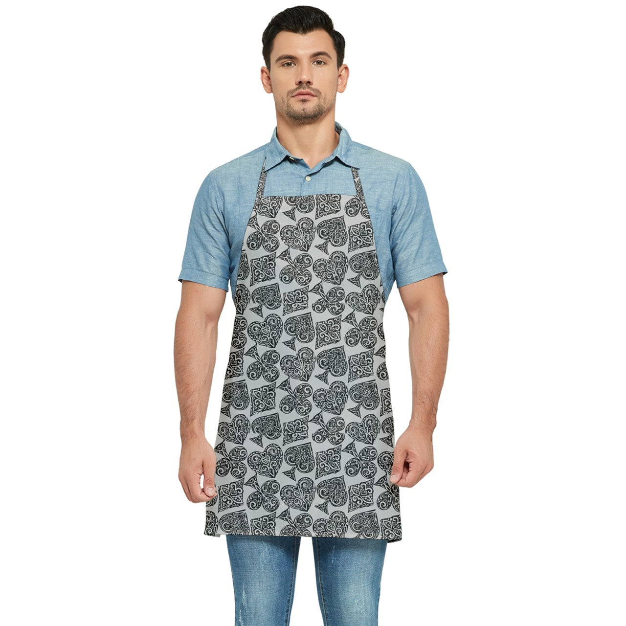 Playingcards-grey Kitchen Apron - Luxtrini, LLC