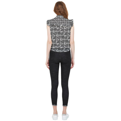 Playingcards-grey Frill Detail Shirt - Luxtrini, LLC