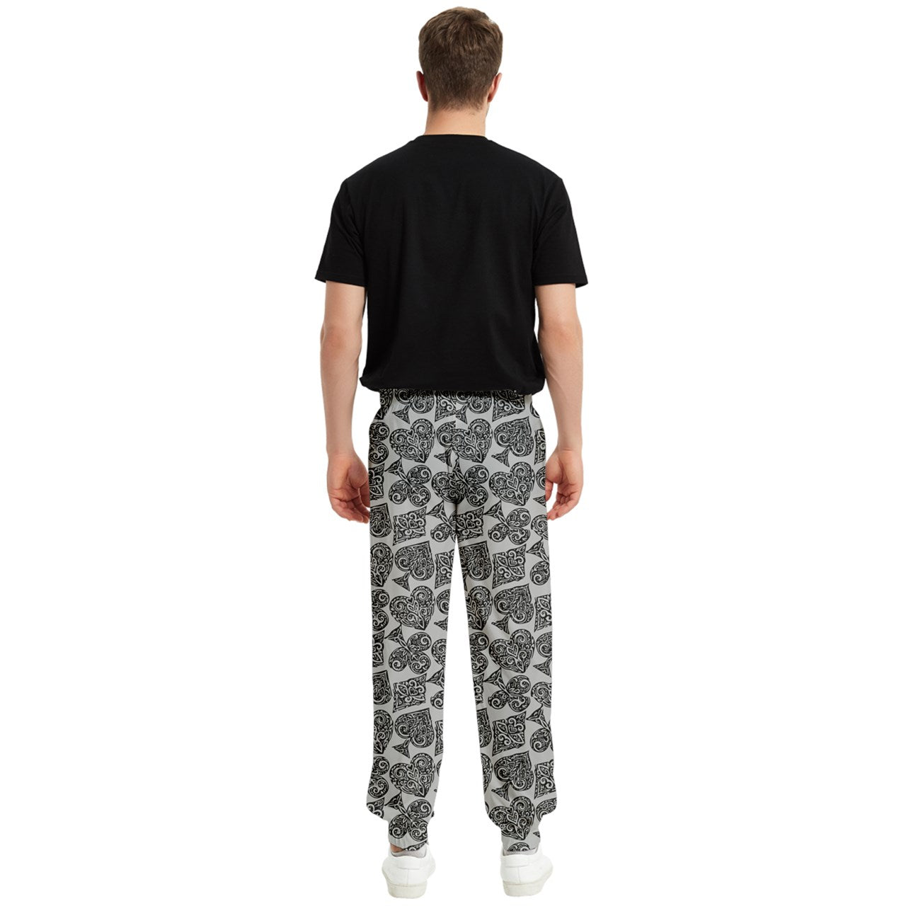 Playingcards-grey Men's Elastic Waist Pants - Luxtrini, LLC