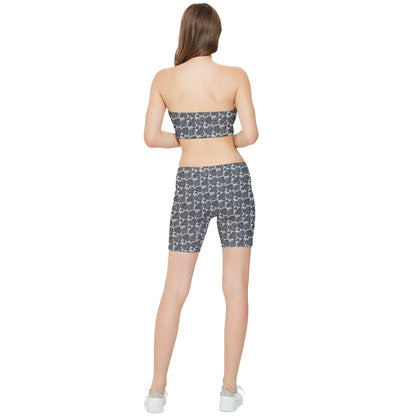 Playingcards-grey Stretch Shorts and Tube Top Set - Luxtrini, LLC