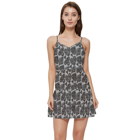 Playingcards-grey Short Frill Dress - Luxtrini, LLC