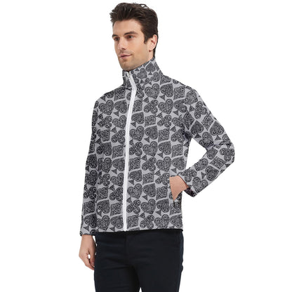 Playingcards-grey Men's Bomber Jacket - Luxtrini, LLC