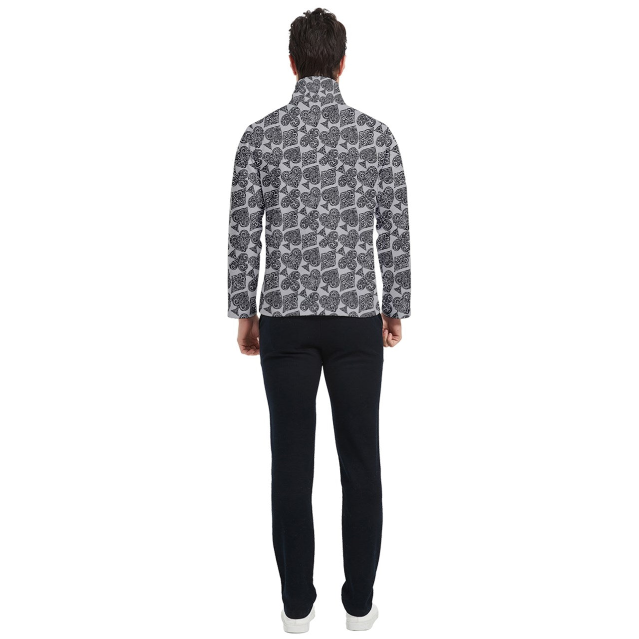 Playingcards-grey Men's Bomber Jacket - Luxtrini, LLC