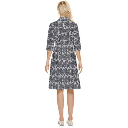 Playingcards-grey Classy Knee Length Dress - Luxtrini, LLC