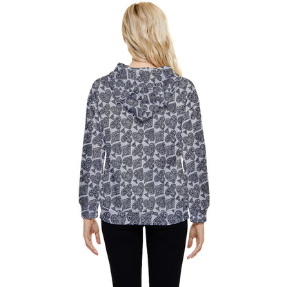 Playingcards-grey Women's Lightweight Drawstring Hoodie - Luxtrini, LLC