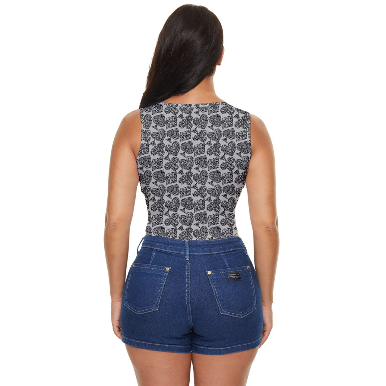 Playingcards-grey Women's Sleeveless Wrap Top - Luxtrini, LLC