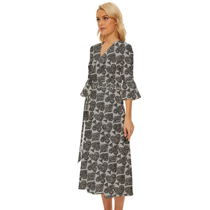 Playingcards-grey Midsummer Wrap Dress - Luxtrini, LLC