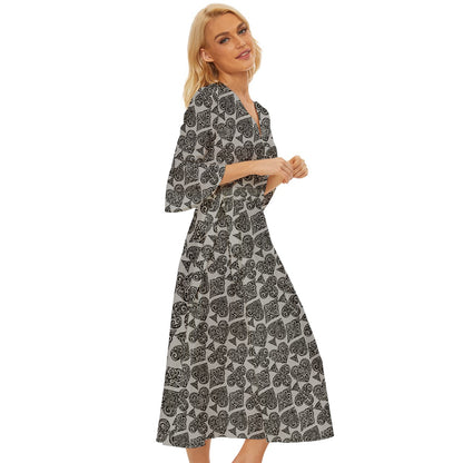 Playingcards-grey Midsummer Wrap Dress - Luxtrini, LLC