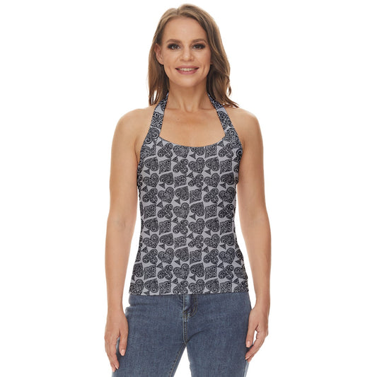 Playingcards-grey Basic Halter Top - Luxtrini, LLC