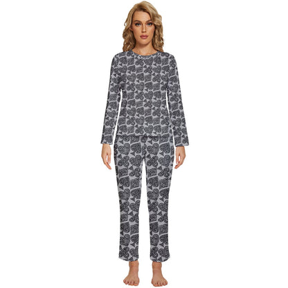 Playingcards-grey Womens' Long Sleeve Lightweight Pajamas Set - Luxtrini, LLC