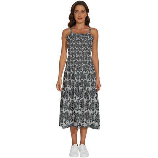 Playingcards-grey Sleeveless Shoulder Straps Boho Dress - Luxtrini, LLC