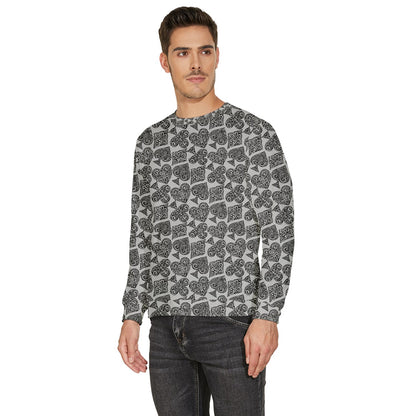 Playingcards-grey Men's Fleece Sweatshirt - Luxtrini, LLC