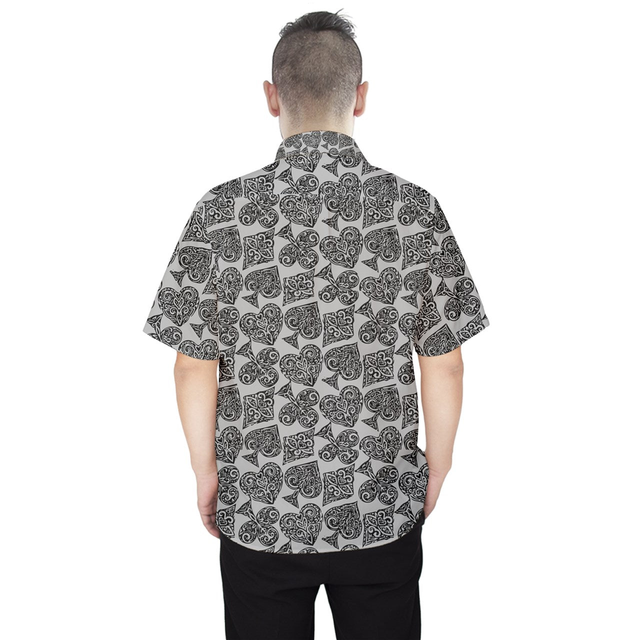 Playingcards-grey Men's Hawaii Shirt - Luxtrini, LLC