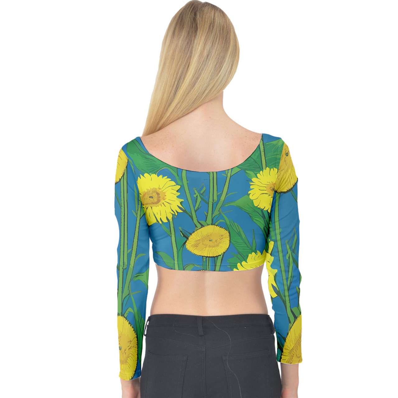 Sunflower Long Sleeve Crop Top