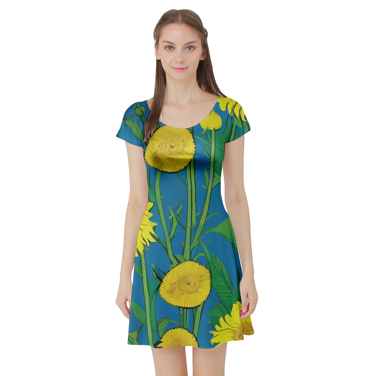 Sunflower Short Sleeve Skater Dress